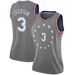 Women's Allen Iverson Philadelphia 76ers Gray Swingman 2018/19 Jersey - City Edition