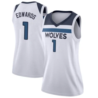 Women's Anthony Edwards Minnesota Timberwolves White Swingman Jersey - Association Edition