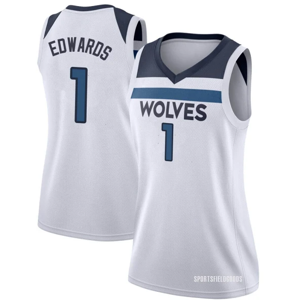 Women's Anthony Edwards Minnesota Timberwolves White Swingman Jersey - Association Edition