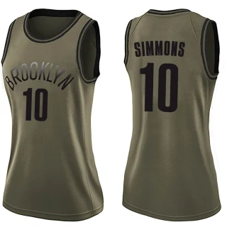Women's Ben Simmons Brooklyn Nets Green Swingman Salute to Service Jersey