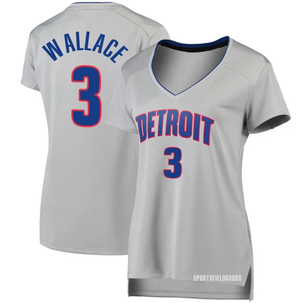 Women's Ben Wallace Detroit Pistons Fast Break Silver Jersey - Statement Edition