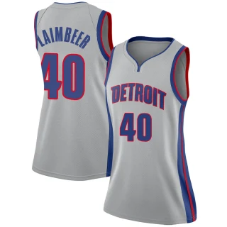 Women's Bill Laimbeer Detroit Pistons Swingman Silver Jersey - Statement Edition