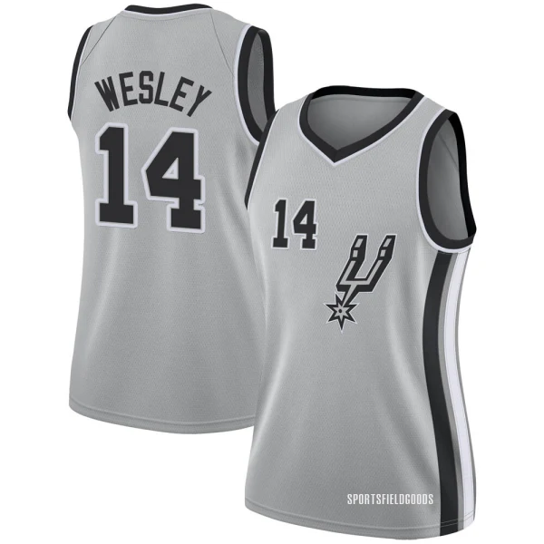 Women's Blake Wesley San Antonio Spurs Swingman Silver Jersey - Statement Edition