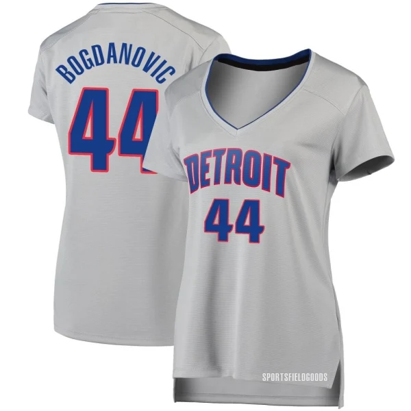 Women's Bojan Bogdanovic Detroit Pistons Fast Break Silver Jersey - Statement Edition