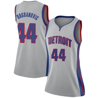 Women's Bojan Bogdanovic Detroit Pistons Swingman Silver Jersey - Statement Edition