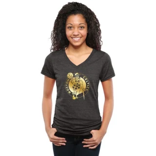 Women's Boston Celtics Gold Collection V-Neck Tri-Blend T-Shirt - Black