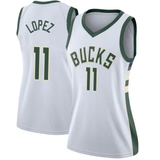 Women's Brook Lopez Milwaukee Bucks White Swingman Jersey - Association Edition