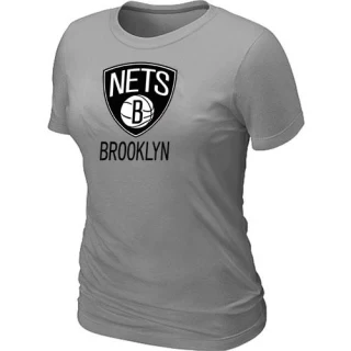 Women's Brooklyn Nets Grey Big & Tall Primary Logo T-Shirt -