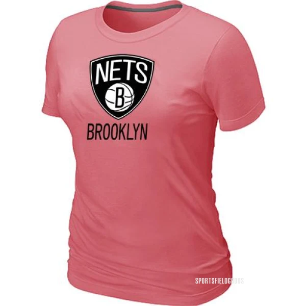 Women's Brooklyn Nets Pink Big & Tall Primary Logo T-Shirt -