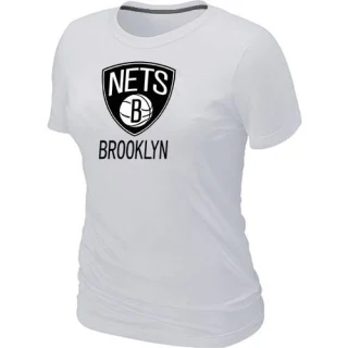 Women's Brooklyn Nets White Big & Tall Primary Logo T-Shirt -