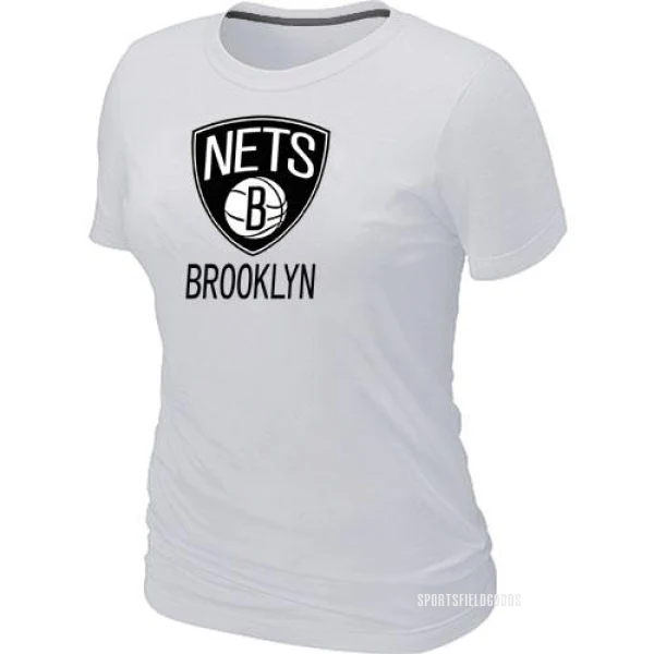 Women's Brooklyn Nets White Big & Tall Primary Logo T-Shirt -