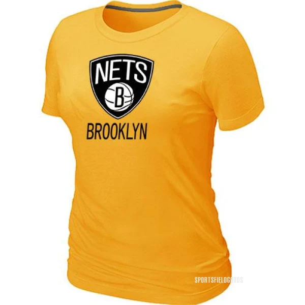 Women's Brooklyn Nets Yellow Big & Tall Primary Logo T-Shirt -