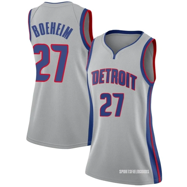 Women's Buddy Boeheim Detroit Pistons Swingman Silver Jersey - Statement Edition