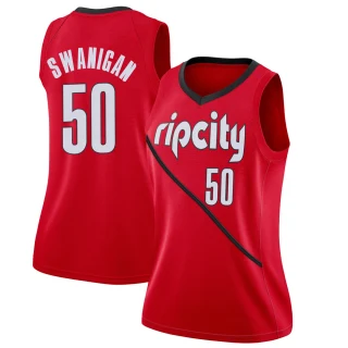 Women's Caleb Swanigan Portland Trail Blazers Red Swingman 2018/19 Jersey - Earned Edition