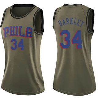 Women's Charles Barkley Philadelphia 76ers Green Swingman Salute to Service Jersey