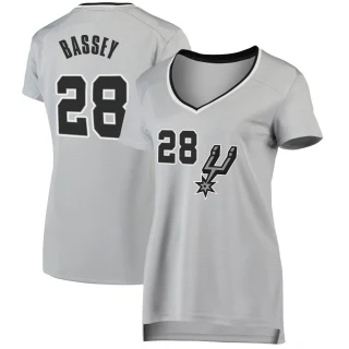 Women's Charles Bassey San Antonio Spurs Fast Break Silver Jersey - Statement Edition