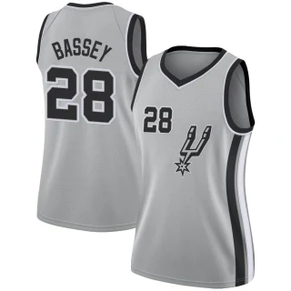 Women's Charles Bassey San Antonio Spurs Swingman Silver Jersey - Statement Edition