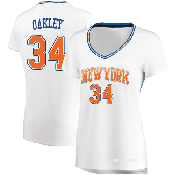 Women's Charles Oakley New York Knicks White Fast Break Jersey - Statement Edition