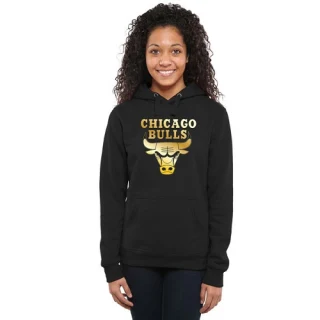 Women's Chicago Bulls Gold Collection Ladies Pullover Hoodie - Black
