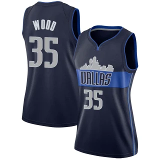 Women's Christian Wood Dallas Mavericks Navy Swingman Jersey - Statement Edition