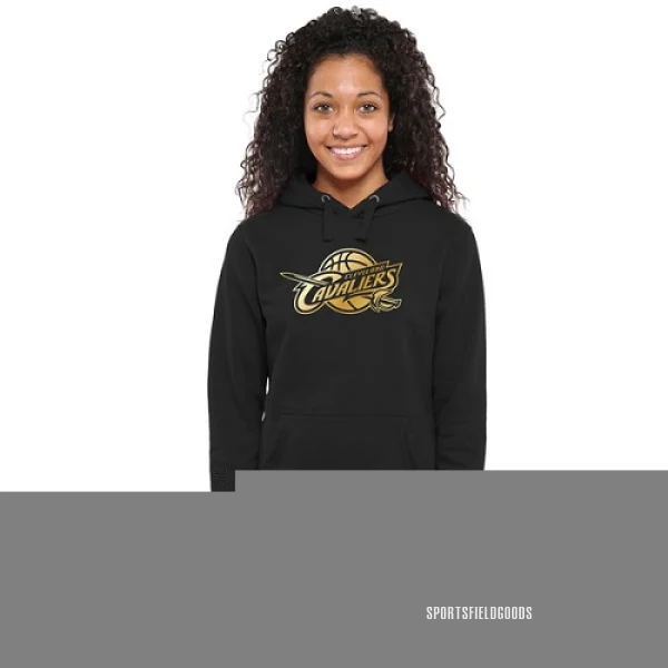 Women's Cleveland Cavaliers Gold Men's Collection Ladies Pullover Hoodie - Black