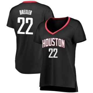 Women's Clyde Drexler Houston Rockets Black Fast Break Jersey - Statement Edition