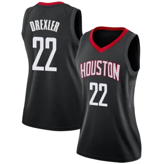 Women's Clyde Drexler Houston Rockets Black Swingman Jersey - Statement Edition