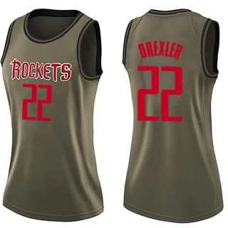 Women's Clyde Drexler Houston Rockets Green Swingman Salute to Service Jersey
