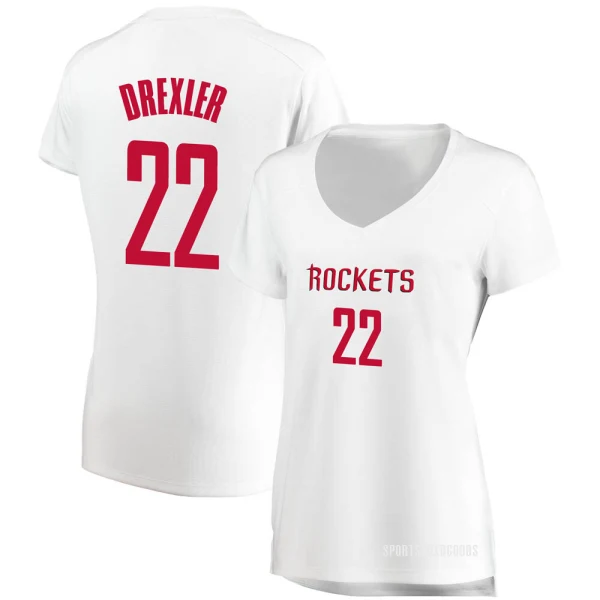 Women's Clyde Drexler Houston Rockets White Fast Break Jersey - Association Edition