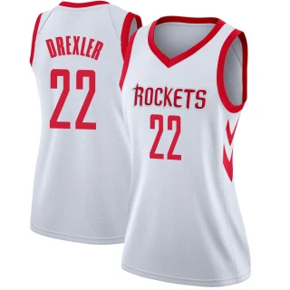 Women's Clyde Drexler Houston Rockets White Swingman Jersey - Association Edition