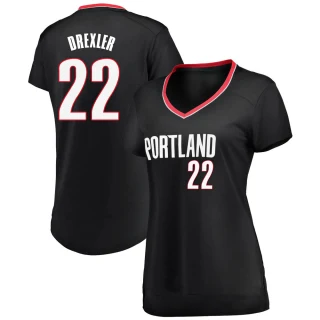 Women's Clyde Drexler Portland Trail Blazers Black Fast Break Jersey - Icon Edition