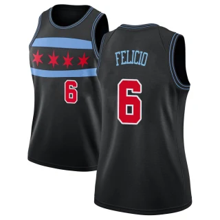 Women's Cristiano Felicio Chicago Bulls Black Swingman 2018/19 Jersey - City Edition