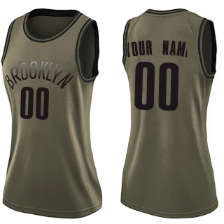 Women's Custom Brooklyn Nets Green Swingman Custom Salute to Service Jersey