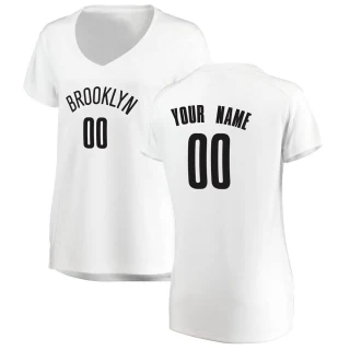 Women's Custom Brooklyn Nets White Fast Break Custom Jersey - Association Edition