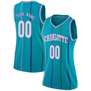 Women's Custom Charlotte Hornets Aqua Swingman Jordan Brand Custom Hardwood Classics Jersey