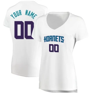 Women's Custom Charlotte Hornets White Fast Break Custom Jersey - Association Edition