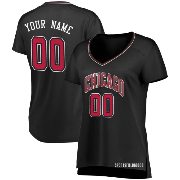 Women's Custom Chicago Bulls Black Fast Break Custom Jersey - Statement Edition