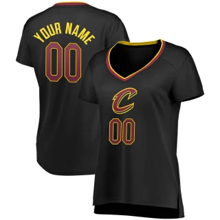 Women's Custom Cleveland Cavaliers Black Fast Break Custom Jersey - Statement Edition