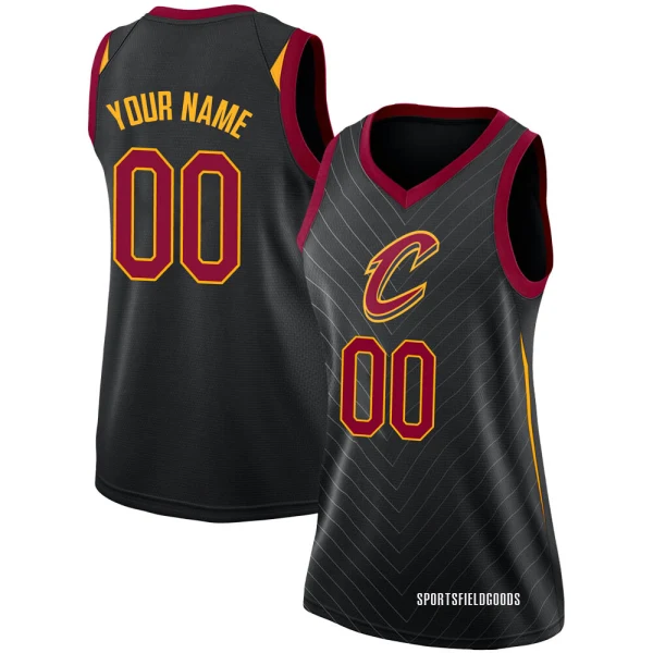 Women's Custom Cleveland Cavaliers Black Swingman Custom Jersey - Statement Edition