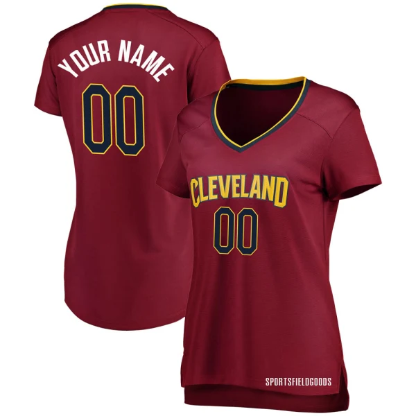 Women's Custom Cleveland Cavaliers Fast Break Custom Wine Jersey - Icon Edition