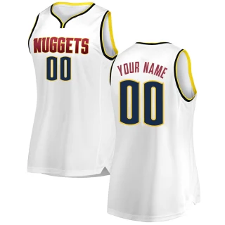 Women's Custom Denver Nuggets White Fast Break Custom 2018/19 Jersey - Association Edition