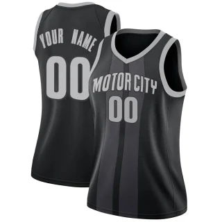 Women's Custom Detroit Pistons Black Swingman Custom 2018/19 Jersey - City Edition