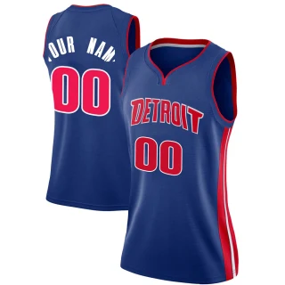 Women's Custom Detroit Pistons Blue Swingman Custom Jersey - Icon Edition