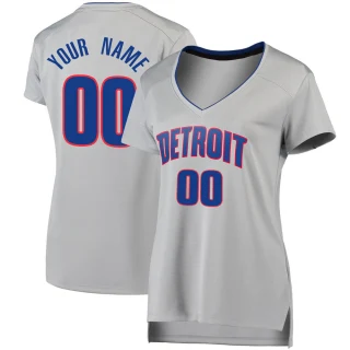 Women's Custom Detroit Pistons Fast Break Custom Silver Jersey - Statement Edition