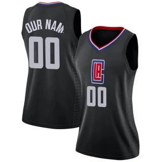 Women's Custom Los Angeles Clippers Black Swingman Custom Jersey - Statement Edition