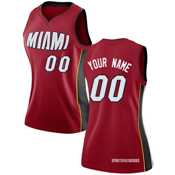 Women's Custom Miami Heat Red Swingman Custom Jersey - Statement Edition