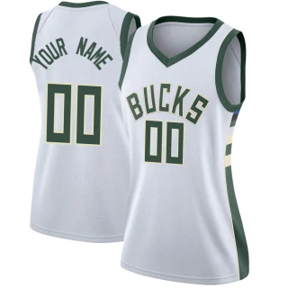 Women's Custom Milwaukee Bucks White Swingman Custom Jersey - Association Edition