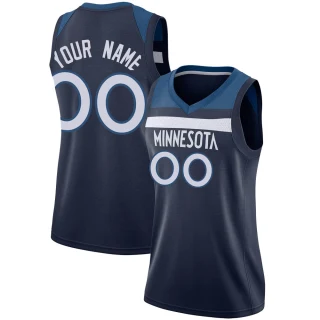 Women's Custom Minnesota Timberwolves Navy Swingman Custom Jersey - Icon Edition