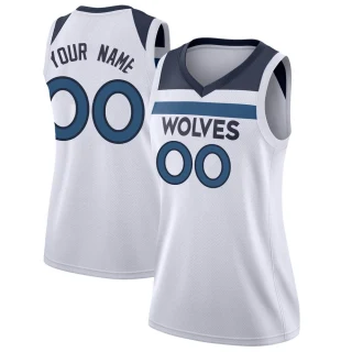 Women's Custom Minnesota Timberwolves White Swingman Custom Jersey - Association Edition