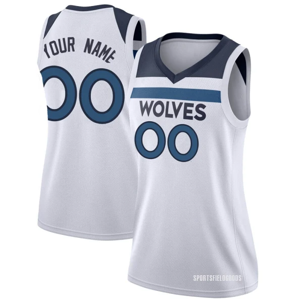 Women's Custom Minnesota Timberwolves White Swingman Custom Jersey - Association Edition
